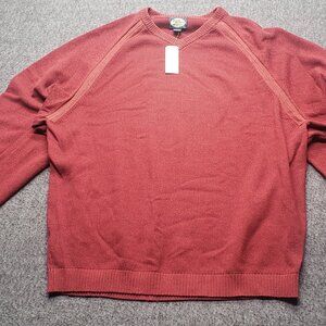 Tommy Bahama Men’s Cotton Knit Sweater Large Red V-Neck Pullover “Sandpiper” NWT